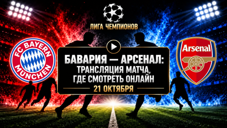 Бавария — Арсенал: где смотреть матч 21 октября 2026