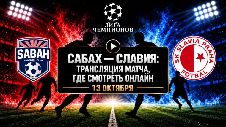Сабах — Славия: где смотреть матч Лиги чемпионов 13 октября 2026 года